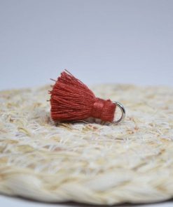 Gros Pendentif Pompon Coton Anneau Acier Inox - Bola Grossesse Diy - Rouille - Rouge brique