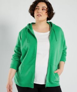 Sweat à capuche en molleton - Vert