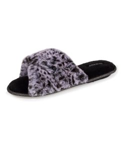 Chaussons Sandales Femme fausse fourrure Léopard - Marron