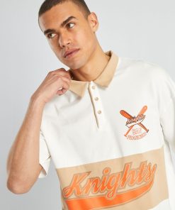 Polo bicolore en jersey - blanc