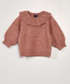 Pull en maille avec col fantaisie - Rose
