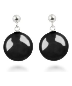 Boucles d'oreilles Coleki en argent 925 et aventurine bleue rhodiée - Noir