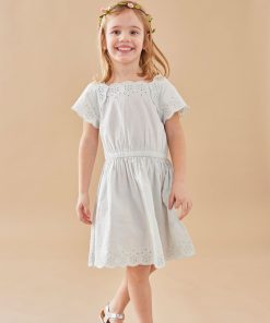 Robe en popeline, - Bleu