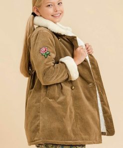 Manteau Long  Velours Marron Beige Fausse Fourrure ANOUSHKA - 'LA FAUTE A VOLTAIRE' - Beige