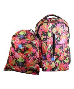 BAGTROTTER Set de sac à dos, sac gym et trousse Bagtrotter Multicolore Fleurs japonaises - Multicolore