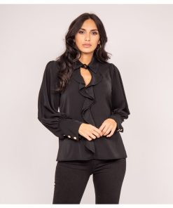 Blouse avec volants OKIER - Noir