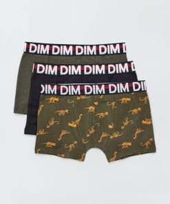 Lot de 3 boxers 'Dim' imprimés - Kaki/noir