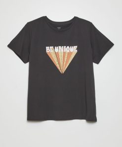 T-shirt à manches courtes avec imprimé - Gris foncé