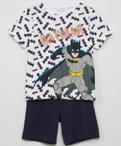 Pyjama court 'Batman' en jersey - 2 pièces - blanc/noir