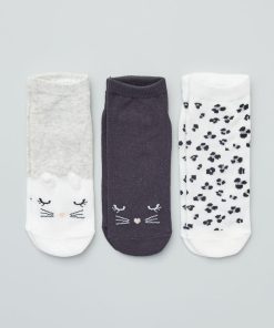Lot de 3 paires de chaussettes fantaisies - chat