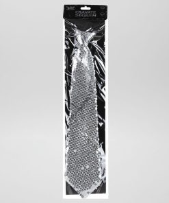 Cravate à sequins - Déguisement - argent