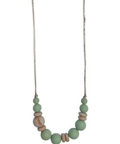 Collier d'allaitement ou de portage silicone et bois 'Laurier' - Vert clair