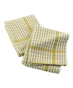 2 Serviettes torchons mineo carreau - Jaune