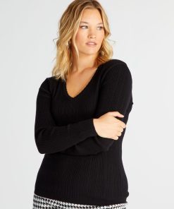 Pull en maille côtelée - noir
