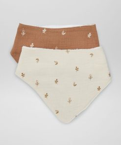 Lot de 2 bavoirs bandana - Marron/blanc