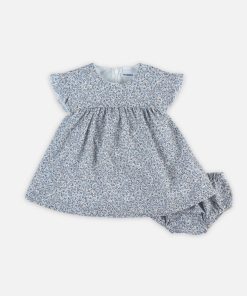 Set robe + bloomer imprimé fleuri - Bleu