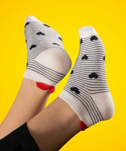 Chaussettes En Coton Coeur Marinière- Sockup- ONESIZE - Blanc