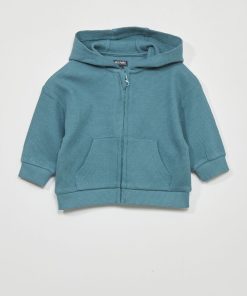 Sweat à capuche en maille gaufrée - Bleu