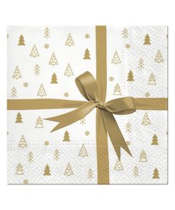 Lot de 20 serviettes en papier Cadeaux dore - Doré/or
