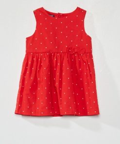 Robe en voile de coton avec imprimé - Rouge