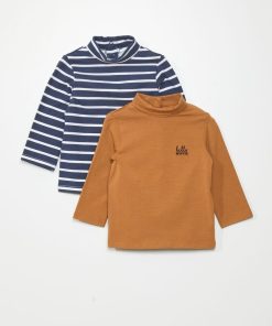 Lot de 2 sous-pulls - Marron/bleu rayé