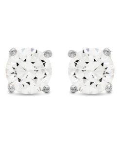 Boucles d'oreilles, de base en argent 925 et zircon brillant rhodié - Argent