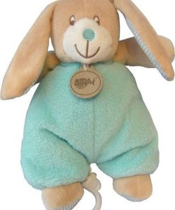 doudou Babynat Ours Bleu salopette mouchoir bonnet 26cms Pantin - Bleu
