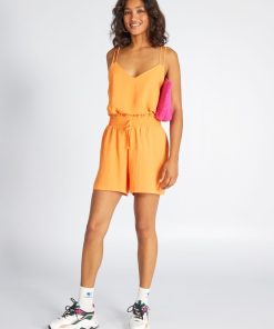 Short large matière satinée - orange