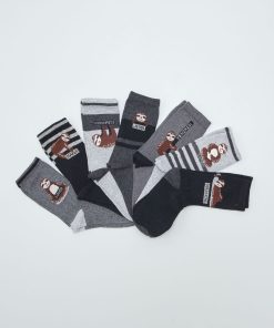 Lot de 7 paires de chaussettes imprimé 'paresseux' - noir/gris