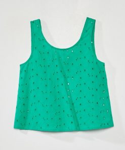 Top en broderie anglaise - Vert