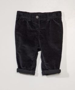Pantalon paperbag en velours côtelé - Noir