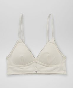 Brassière unie en maille côtelée - Blanc