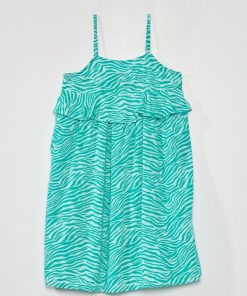 Robe à fines bretelles avec imprimé 'zèbre' - Bleu