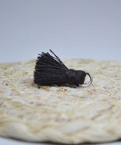 Gros Pendentif Pompon Coton Anneau acier inox - Bola grossesse DIY - - Noir