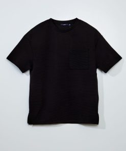 T-shirt maille côtelée - noir