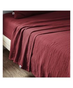 Drap plat double gaze de coton Gaia - Bordeaux