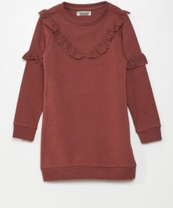 Robe sweat volantée - Rouge