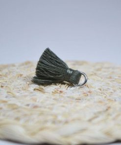 Gros Pendentif Pompon Coton Anneau acier inox - Bola grossesse DIY - - Kaki