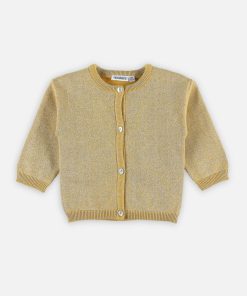 Cardigan tricot et fil lurex - Jaune