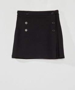 Jupe courte avec boutons devant - noir