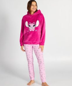 Ensemble pyjama sweat polaire + pantalon jersey 'Stitch' - 2 pièces - Rose