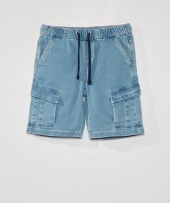 Bermuda en jean avec poches - Bleu