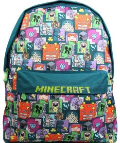 Sac à dos 1 compartiment Minecraft Jeu Vidéo Vert Bagtrotter - Noir