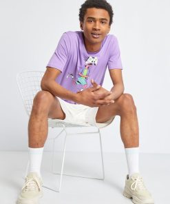 Tee-shirt imprimé style geek - Violet