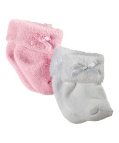 Chaussettes roses et blanches pour poupon de 30 à 46 cm - N/A