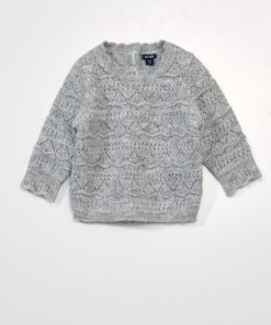 Pull en maille ajourée - Gris