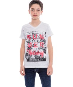 T-shirt col V NOGOTA BOY - Gris clair