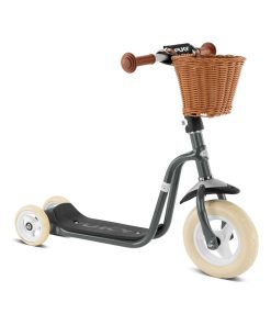Trottinette 3 roues grise avec béquille et panier Puky LR - Gris