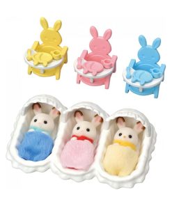 5532 'sylvanian Families' Les Triples Lapin Chocolat Et Accessoires Puericulture - N/A