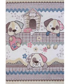 Tapis enfant 120x170 KLK DOGRA Crème OEKO TEX idéal pour Chambre - Ecru